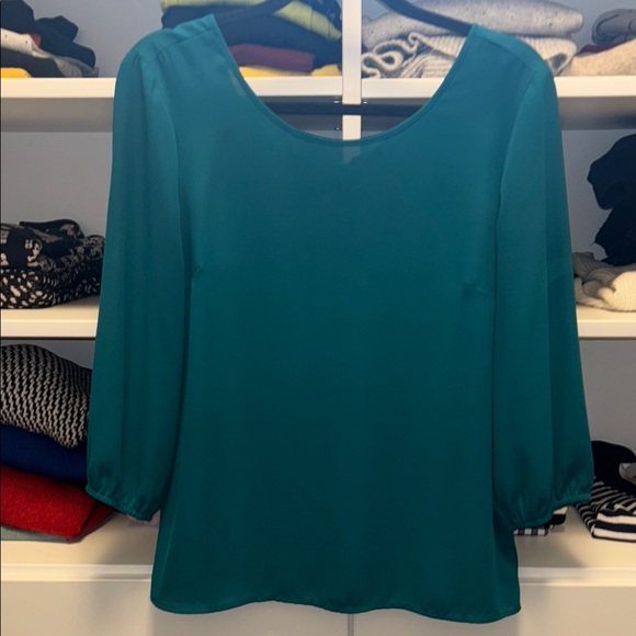 The Limited Blue Relaxed 3/4 Sleeve Blouse - Picture 3 of 6